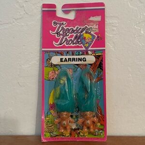 1991 Treasure Trolls Earrings with Blue Hair